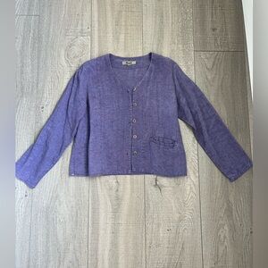 Flax Lavender Linen Button-Up Blouse Women’s Size Small